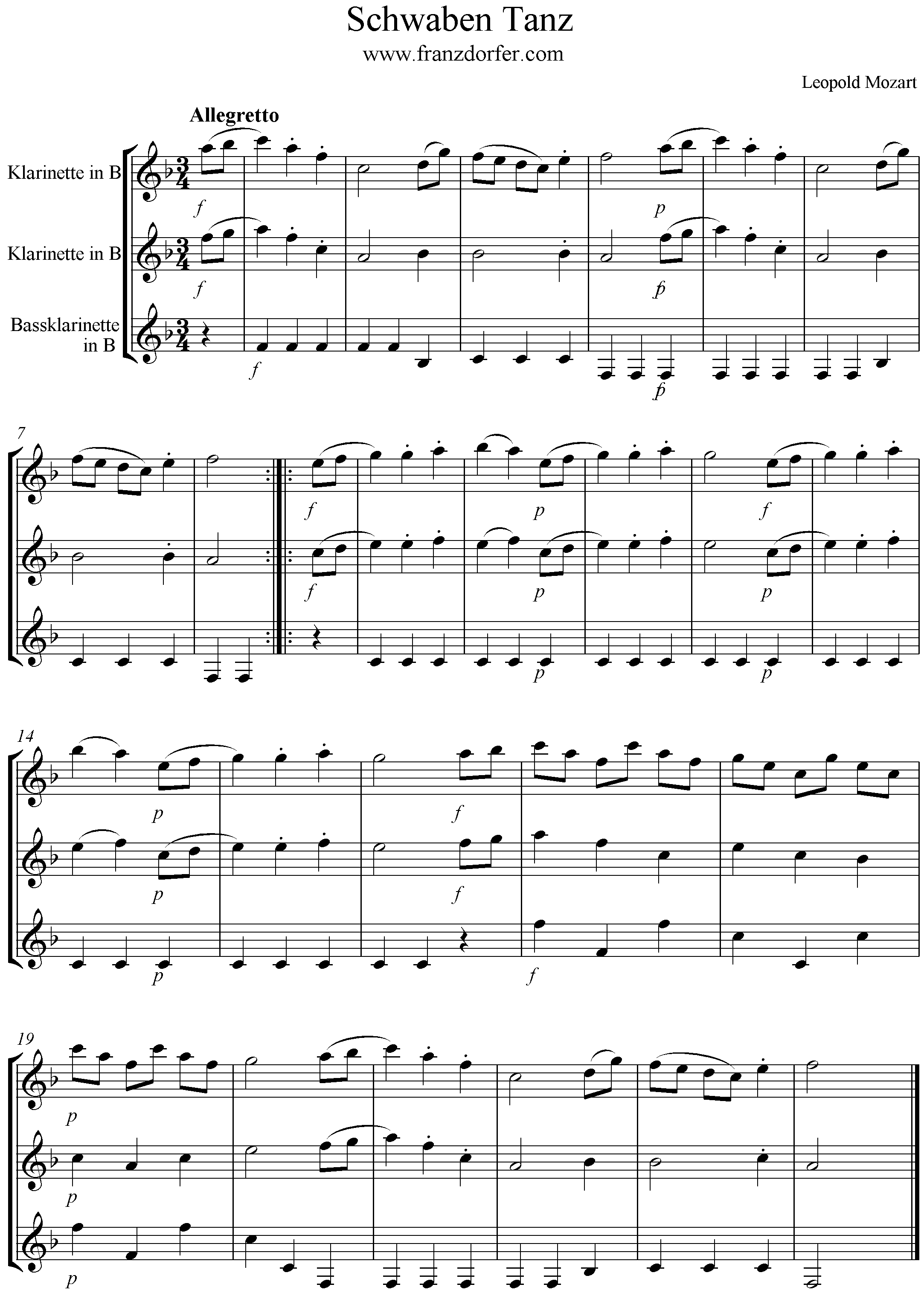 Schwabentanz, Mozart, Trio, KLarinette